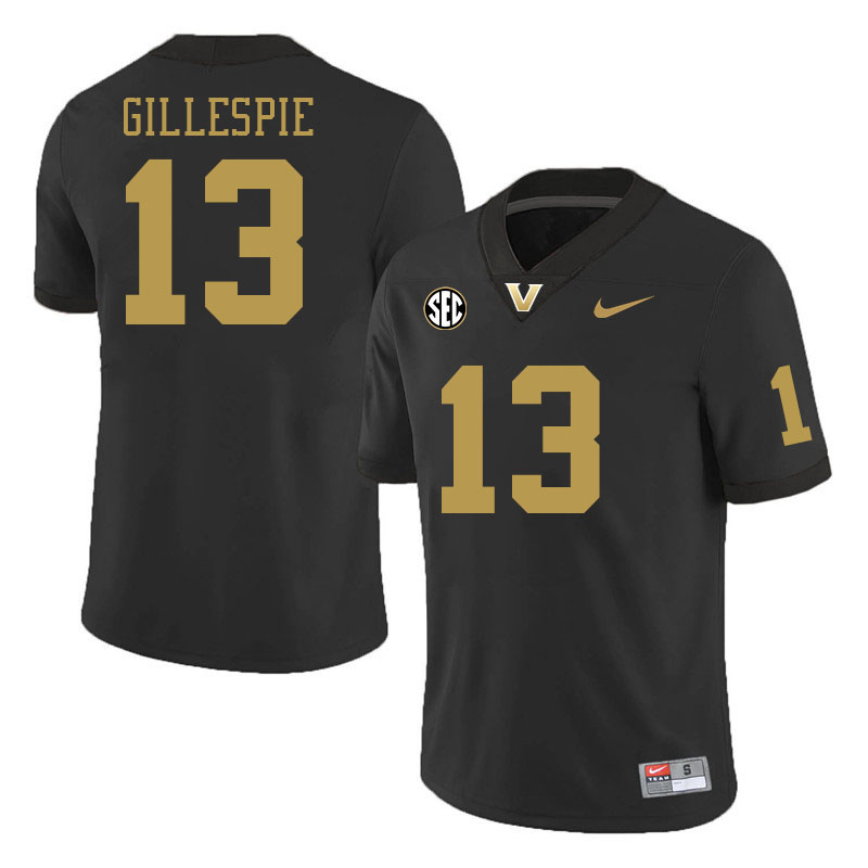 Vanderbilt Commodores #13 Chase Gillespie College Football Jerseys 2024 Uniforms Stitched-Black